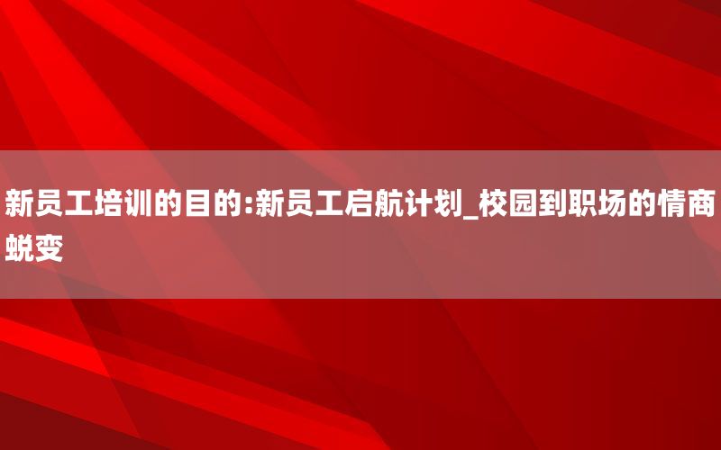 新员工培训的目的:新员工启航计划_校
