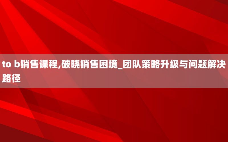 to b销售课程,破晓销售困境_团队