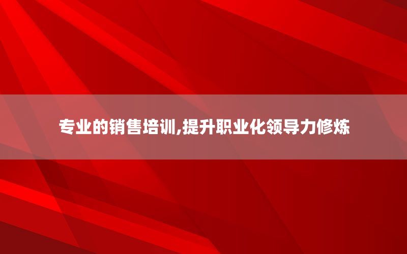 专业的销售培训,提升职业化领导力修炼