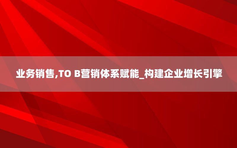 业务销售,TO B营销体系赋能_构建