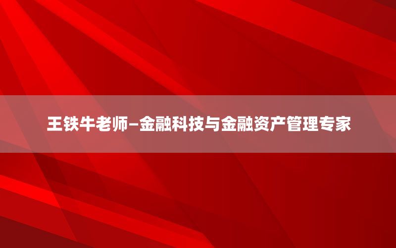 王铁牛老师—金融科技与金融资产管