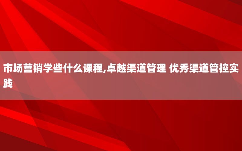 市场营销学些什么课程,卓越渠道管理 