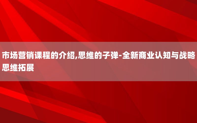 市场营销课程的介绍,思维的子弹-全新