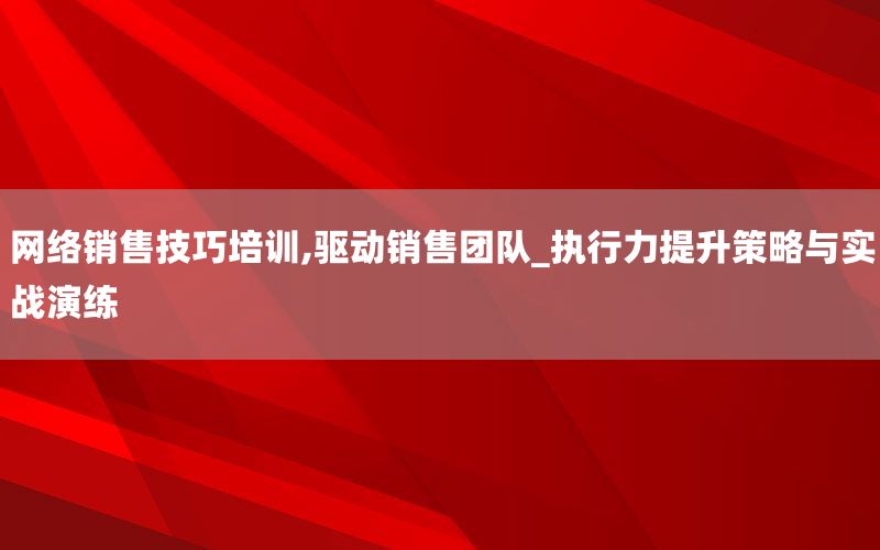 网络销售技巧培训,驱动销售团队_执行