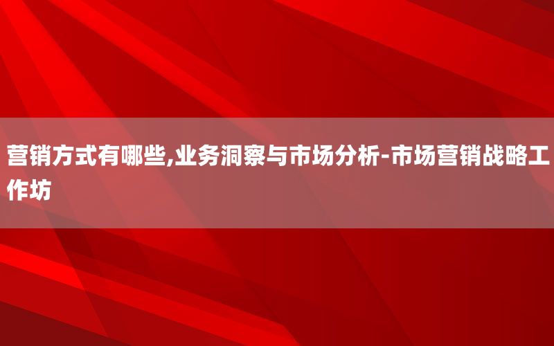 营销方式有哪些,业务洞察与市场分析-