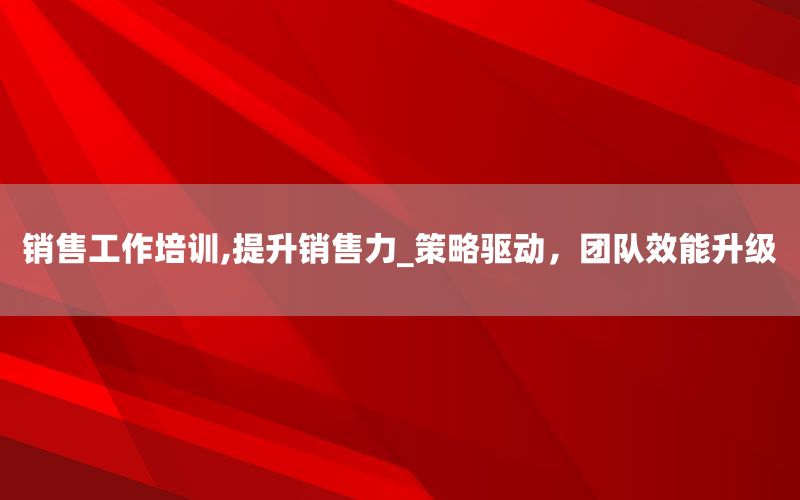 销售工作培训,提升销售力_策略驱动，团队