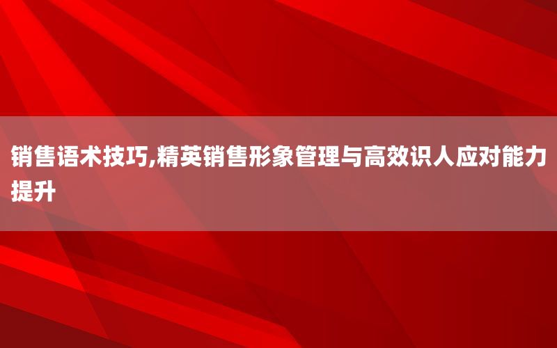 销售语术技巧,精英销售形象管理与高效