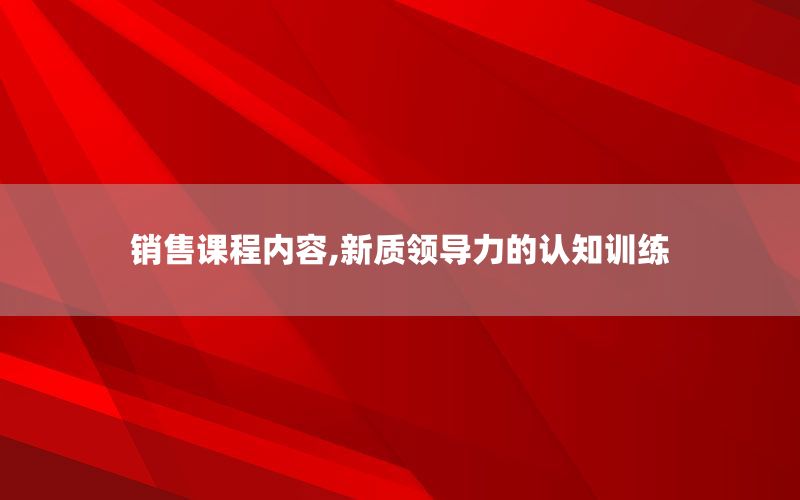 销售课程内容,新质领导力的认知训练