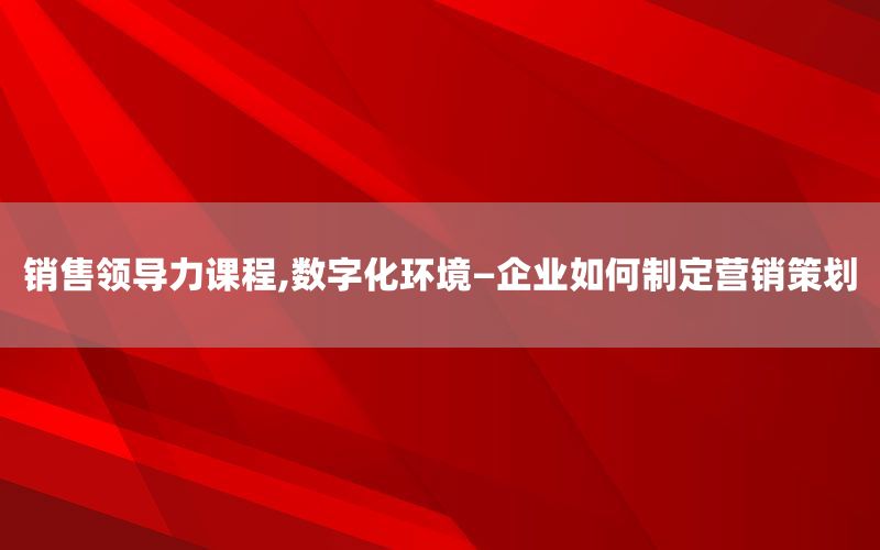 销售领导力课程,数字化环境—企业如何