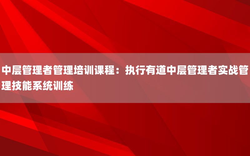 中层管理者管理培训课程：执行有道中层