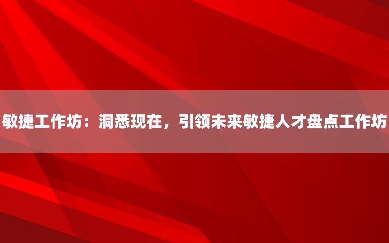 敏捷工作坊：洞悉现在，引领未来敏捷人