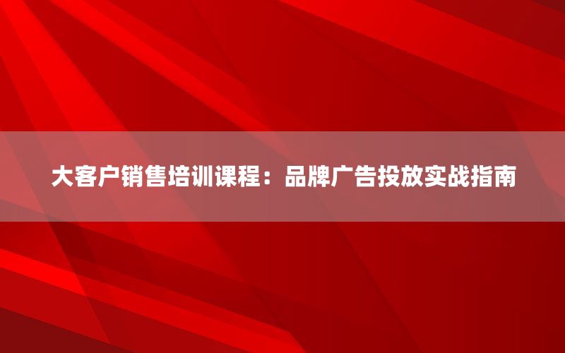 大客户销售培训课程：品牌广告投放实战