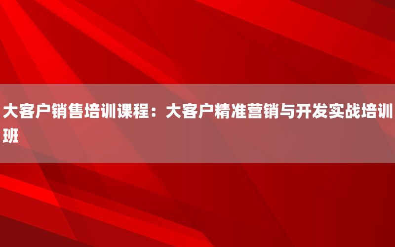 大客户销售培训课程：大客户精准营销与开发
