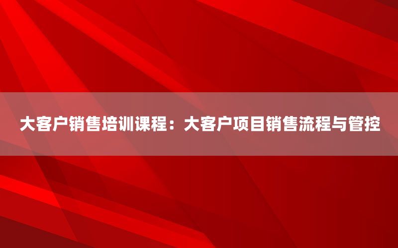 大客户销售培训课程：大客户项目销售流程与