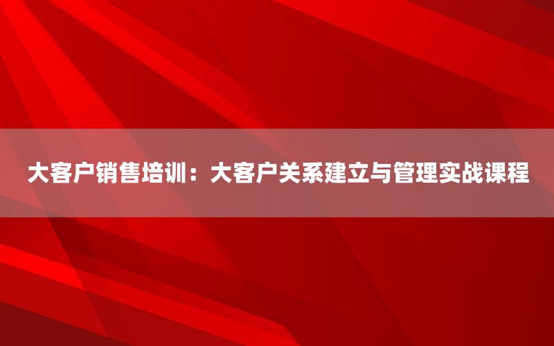 大客户销售培训：大客户关系建立与管理实战