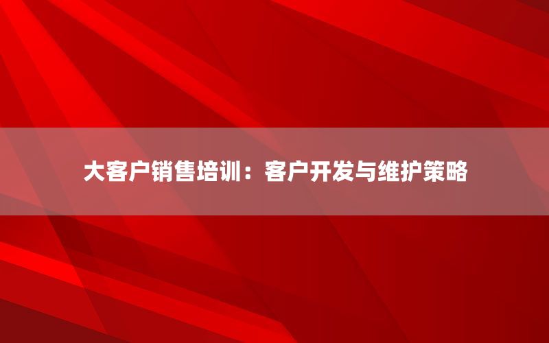 大客户销售培训：客户开发与维护策略