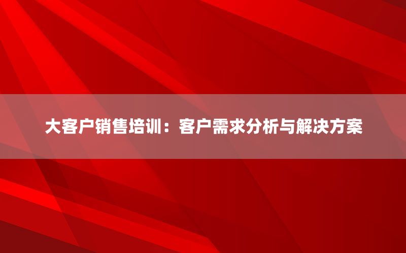 大客户销售培训：客户需求分析与解决方案