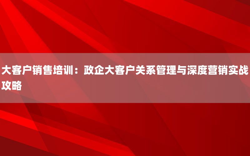 大客户销售培训：政企大客户关系管理与