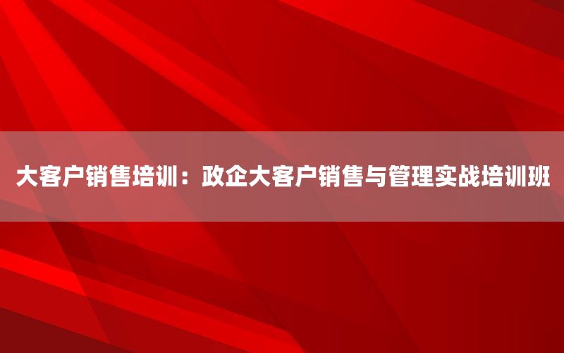 大客户销售培训：政企大客户销售与管理