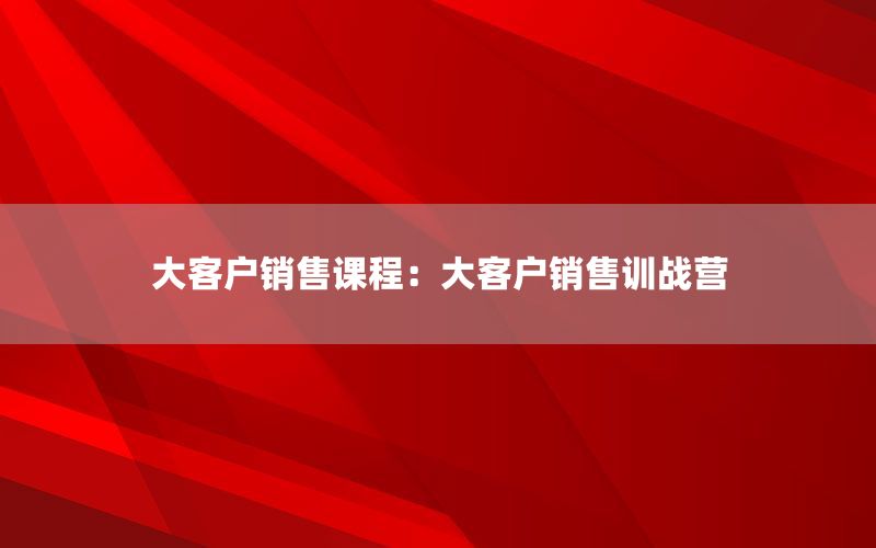 大客户销售课程：大客户销售训战营