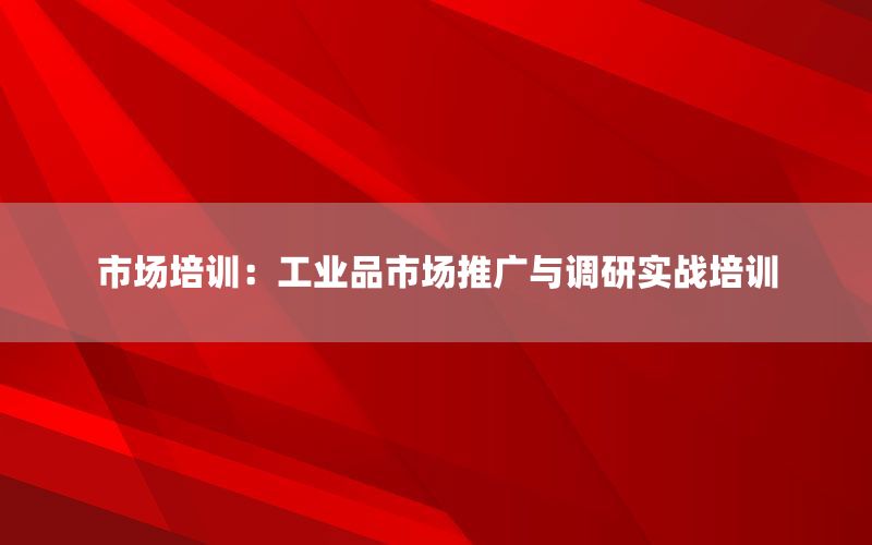 市场培训：工业品市场推广与调研实战培